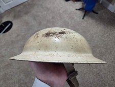 Vintage M1917 Helmet WWII Civil Defense Warden White Paint Liner Army WW2 Scuff picture