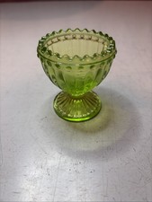 Vintage Green Glass Egg Cup Sawtooth Top Edge picture