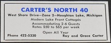 1962 Print Ad Michigan Houghton Lake Carter's North 40 Ray Grace Carter W Shore picture