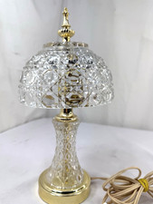 Vtg 24% Lead Crystal Glass Table Lamp Label Germany 12