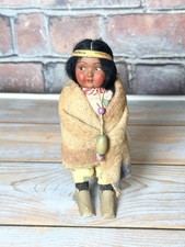 Antiq Skookum Bully Good Doll 7” VTG Native American Style Composition Doll USA picture
