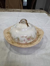Antique K.T. & K. Semi-Vitreous, Cheese Server Dome, Pink Rose Pattern 464-1900 picture