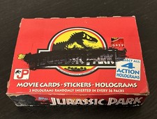 1992 Topps Jurassic Park movie trading card box, 36 Sealed wax packs picture