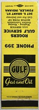 Vintage Gulf Gas & Oil Matchbook Cover Rogers Gulf Service - Fowler, Indiana picture