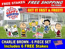 Big yard signs - Peanuts - Charlie Brown - Fourth of July lawn décor Set 6pcs picture