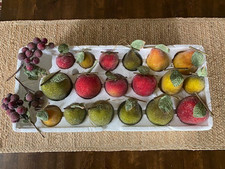 VTG Valerie Parr Hill Sugar Beaded Fruit Ornaments 21 pcs Apple Lemon Pear Grape picture