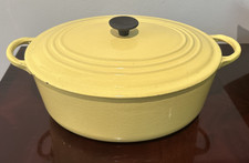 Rare LE CREUSET Elysées Yellow  Oval Dutch Oven  “E