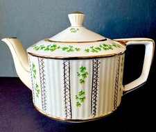 Vintage Sadler Shamrock Clover Teapot with Gold Trim – England Bone China Celtic picture