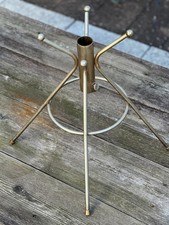 Vintage Christmas Tree Stand Brass Tone MCM Atomic Sputnik Aluminum 1950s Mid picture