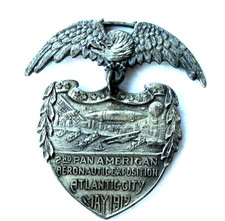 PAN AMERICAN AERONAUTIC EXPOSITION MEDAL 2nd ATLANTIC CITY 1919 ORIGINAL VINTAGE picture
