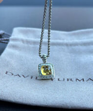 DAVID YURMAN Albion Sterling Silver 7mm Lemon Citrine Pave Diamond Necklace 18In picture