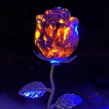 Yooperlite Flower UV Glow Bloom Fluorescent Stone Crystal Quartz Decor Display picture