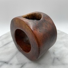 Hand Turned Burl Wood Candle Holders Tea Light Cabin Heavy Circular Ring Round picture