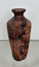 Vintage Handmade Burl Wood Bud Vase With Original Glass Insert 6” picture