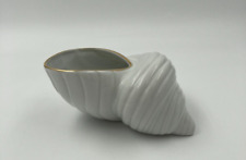 Pacific Rim Shell Vase Shiny White w/ Gold Rim 6