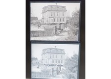 1931 Newton MA Horse Moves Victorian Mansion House Glass Negatives (2) OOAK picture