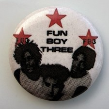 RARE Vintage 1982 FUN BOY THREE 3 button FB3 pin TERRY HALL The Specials badge picture