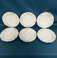 6 Antique H&C France Haviland & Co Limoges Blue Floral Dinner Plates 9.5
