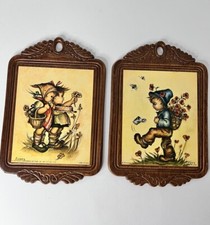 2 VTG Evans 1972 Scafa Tornabene Litho on Wood Plaque 1-518 & 1-522 picture