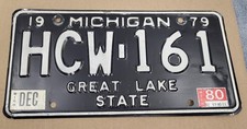 1979 1980 Michigan License Plate Tag #HCW-161 picture