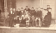 CDV Victorian Large Group Photo w/ Bicycles Albumen Photo Alexander Bros picture