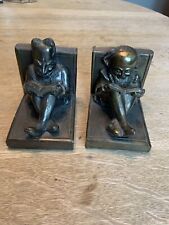 antique TK Metal Reading Metal Bookends picture