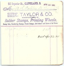 1895 E. Taylor & Co. Cleveland OH Rubber Stamps Billhead picture