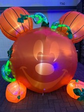 GEMMY Disney  Mickey Mouse Emote Glow Inflatable Animated SINGING PUMPKIN NEW 6’ picture