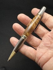 Handmade Walnut Burl Twist Pen Antique Pewter Brass Parker Refill Gift Box picture