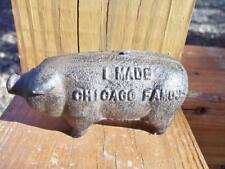 1902 I MADE CHICAGO FAMOUS CAST IRON HOG PIG STILL MONEY COIN DIME PIGGY BANK picture