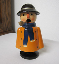 VTG EXPERTIC EAST GERMANY WOODEN VILLAGE MAN INCENSE SMOKER HAND-PAINTED picture