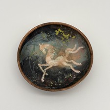 Vintage Sagitta Holland Enamel Copper Horse Bowl Dish Mid Century Modern Signed picture