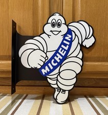 Michelin Man Tire Flange Sign 2 Sided Gas Oil Parts Vintage Style Wall Decor picture