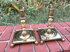 Virginia Metalcrafters CW16-5 Brass Candlesticks PR Colonial Williamsburg Square picture