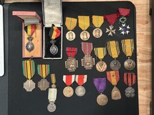 Lot of 20 Belgian Medals WWI WWII Order of the Crown WW1 WW2 Deportees' Cross picture