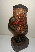 Vintage Hand Carved Wood Man Anri Style Figurine  Folk Art Wooden Italy picture