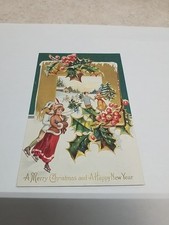 Postcard - Embossed Holiday Print - A Merry Christmas & A happy New Year picture