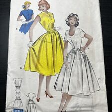 Vintage 1950s Butterick 6140 Full Bell Skirt + Yoke Top Sewing Pattern 12 XS CUT picture