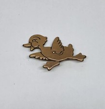 Vintage 1980s Happy Running Duck Brass Lapel Pin Brooch 2.25” Art Decor 6 picture