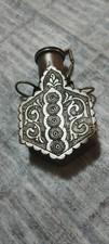 Antique 19thC Moroccan Silvered Powder Flask NonMagnetic North African Militaria picture