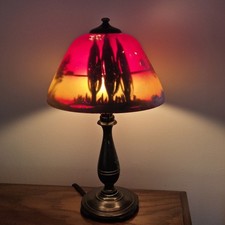 Moe Bridges Table Lamp Reverse Painted Sunset Landscape Shade picture