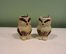 Vintage Japan Pair Owl Toothpick Matchstick Holders 2.5