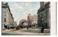 Fall River Massachusetts 1910s North Main Street Trolley Standard Postcard picture