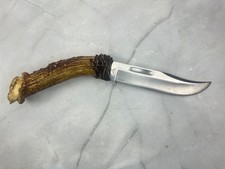 CUSTOM Vintage 1972-86 3 line Buck 119 USA Fixed Blade Knife Stag/Antler Handle picture