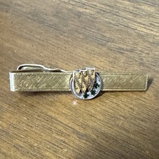 Vintage 1/20 12K GF Buick Motor Service Award Green Emerald Stones Tie Clip GM picture