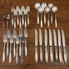 Wm. A. Rogers Silver Overlaid Oneida LTD. Wildwood Flatware Lot Of 30 Pieces picture