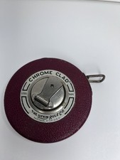 Vintage Lufkin Leader 50 FT Chrome Clad Steel Tape Measure Leather  picture