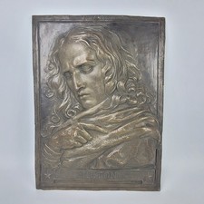 Vtg Poet John Milton Stamped Thin Metal 3D Portrait Wall Art Unframed Plaque 17