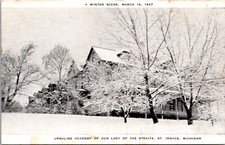 1947 Ursuline Academy Our Lady Of Straits St. Ignace Michigan Linen Postcard 10N picture