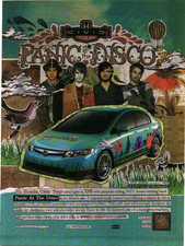 Honda 2008 Honda Civic Tour Vintage Print Ad Panic At The Disco Band Art VTG picture